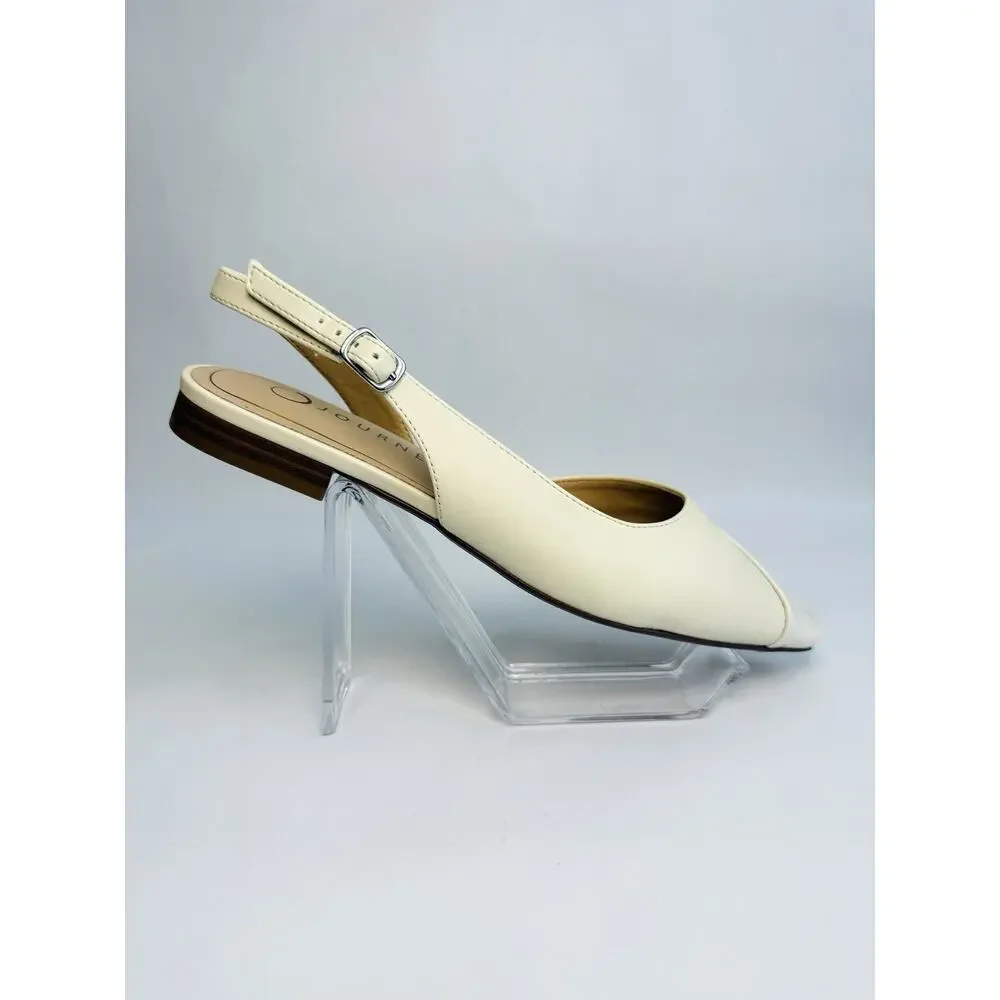 Journee Daphnne Slingback Flats Women’s 7M Ivory Pointed Toe New